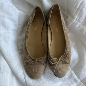 Chanel Suede Quilted Ballet Flats 39.5